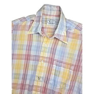 Vtg 70s Disco‎ Western Rockabilly Shirt Dagger Collar Plaid Long Sleeve Sz M?